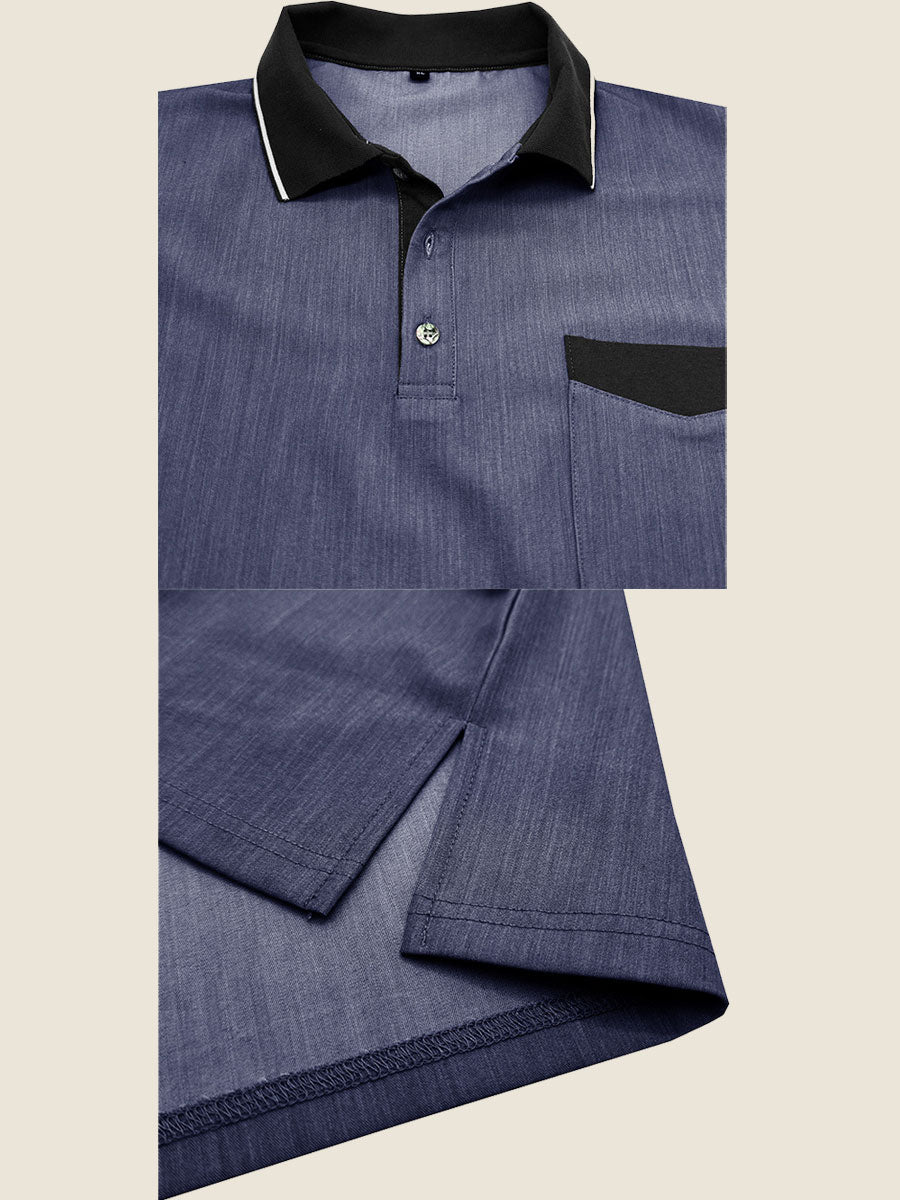 Casual Contrast Collar Polo Tee