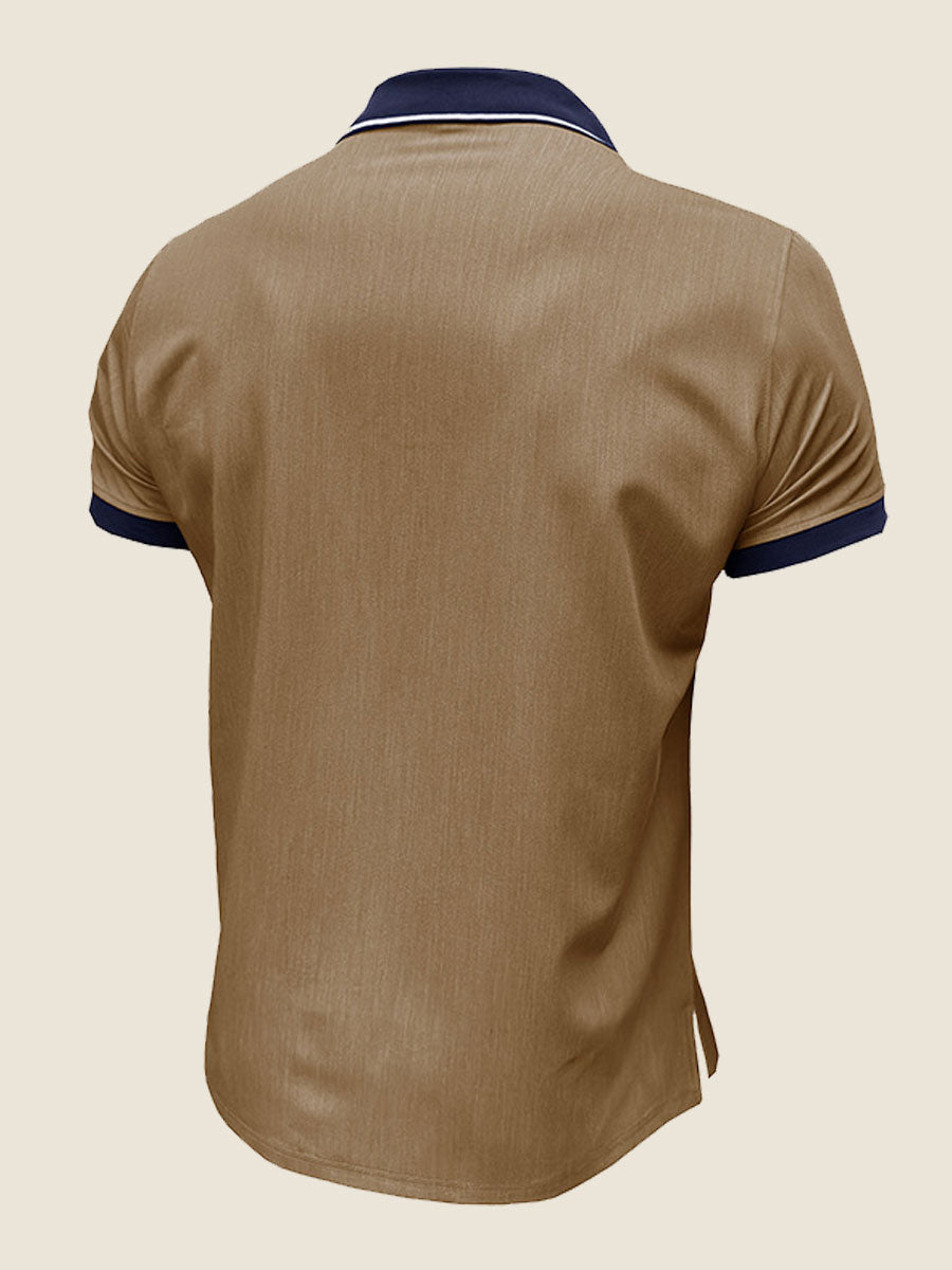 Casual Contrast Collar Polo Tee