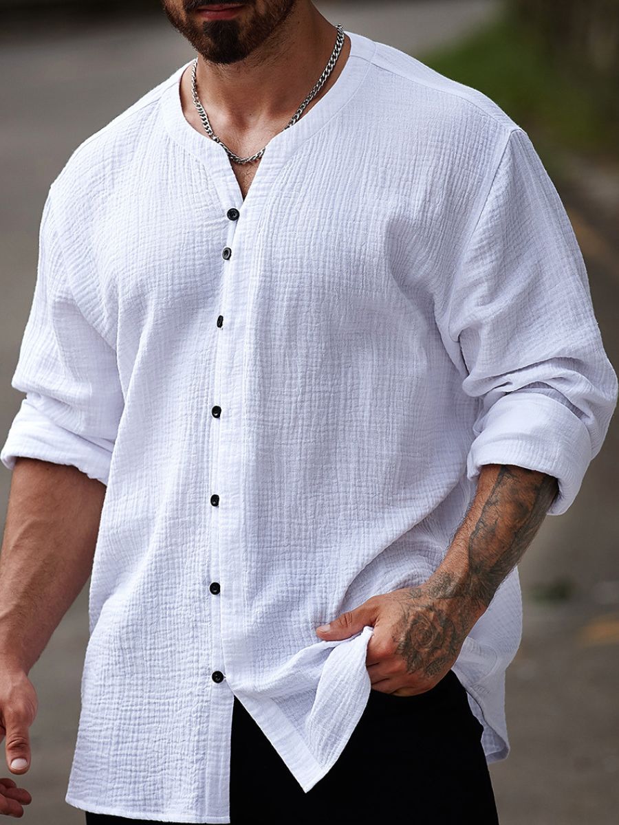 Plus Size Cotton Henley Shirt