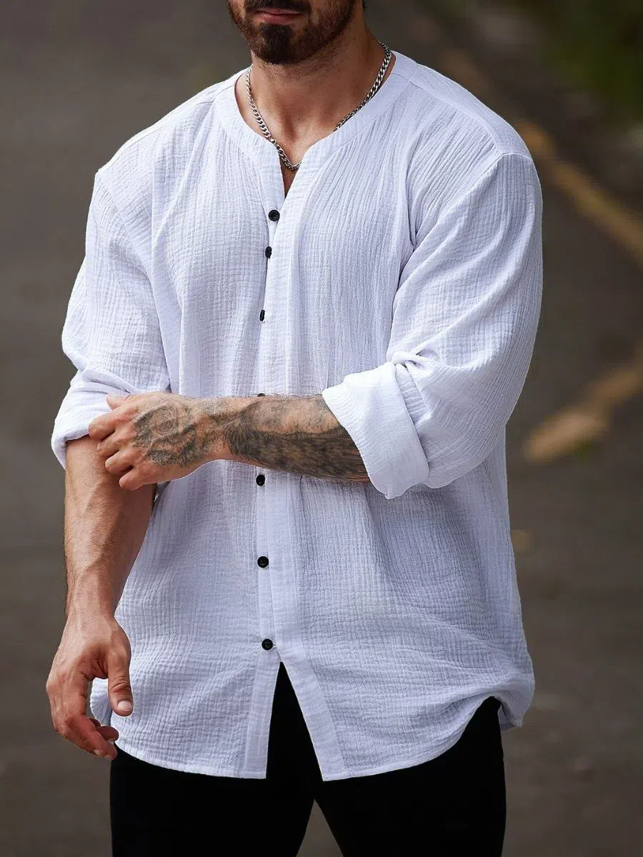 Plus Size Cotton Henley Shirt