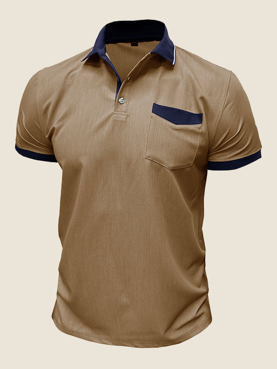Casual Contrast Collar Polo Tee