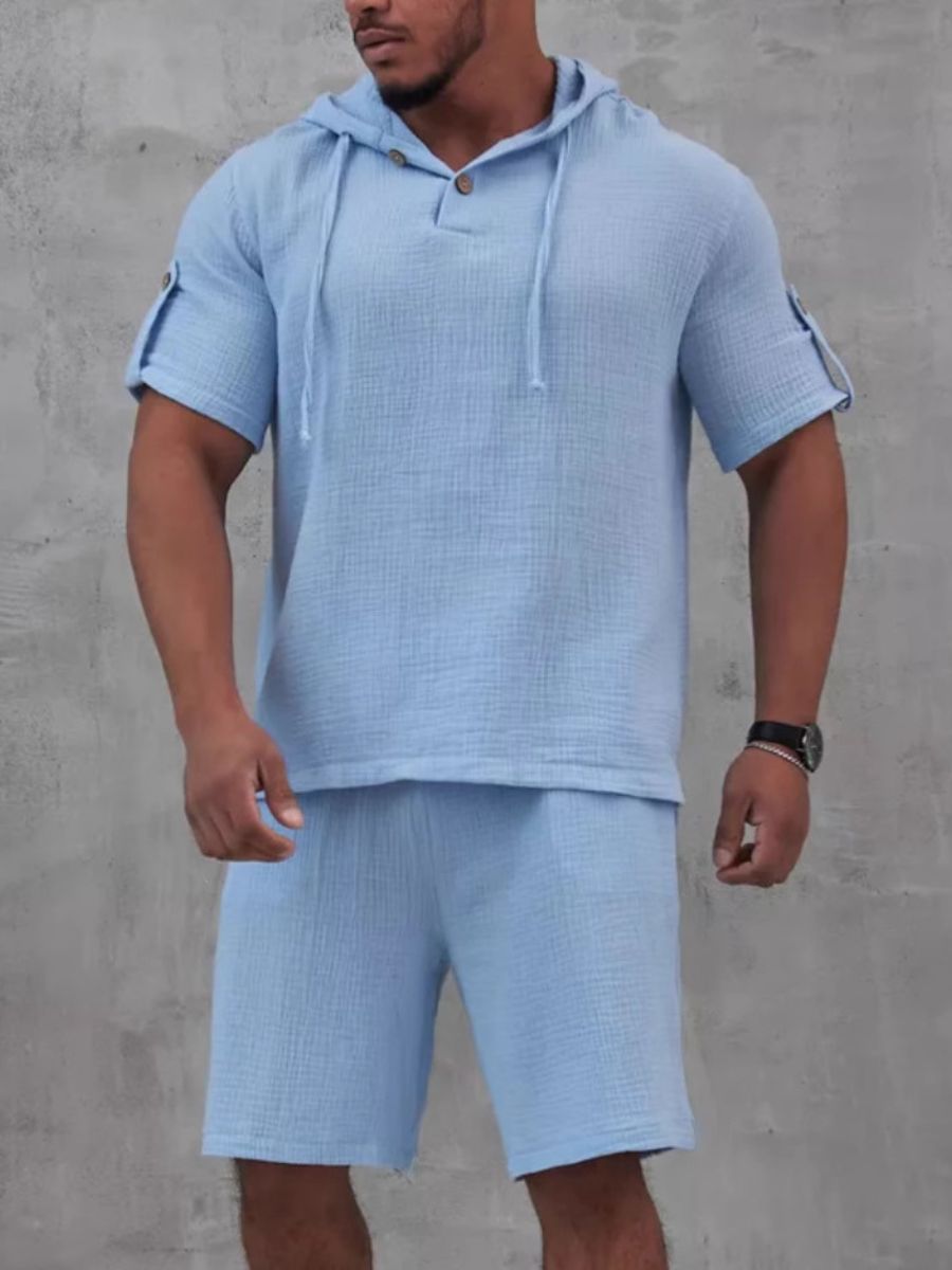 Fashion Hooded Short-sleeved Shorts Suit