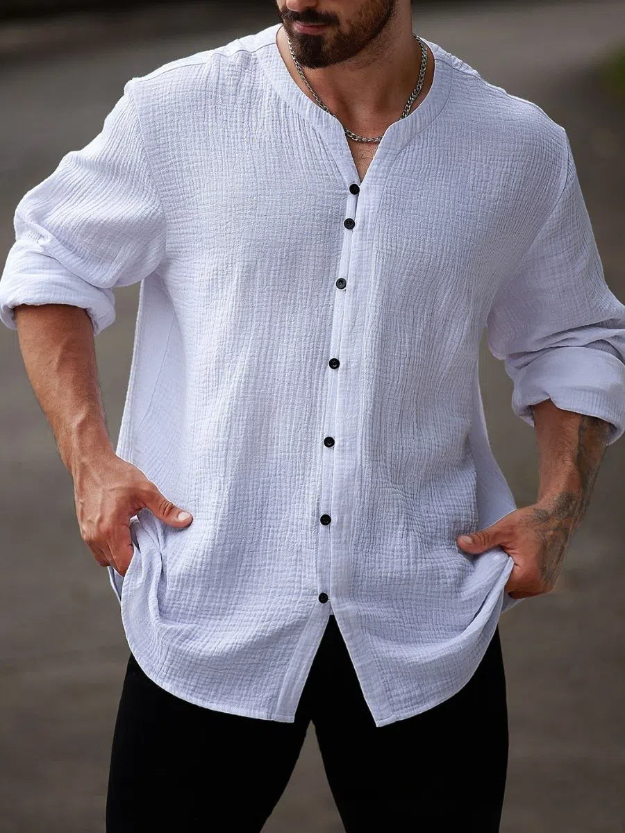Plus Size Cotton Henley Shirt