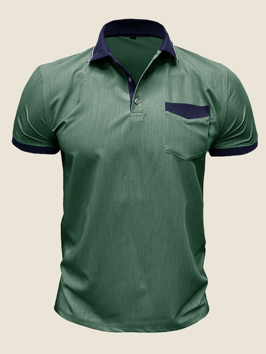 Casual Contrast Collar Polo Tee