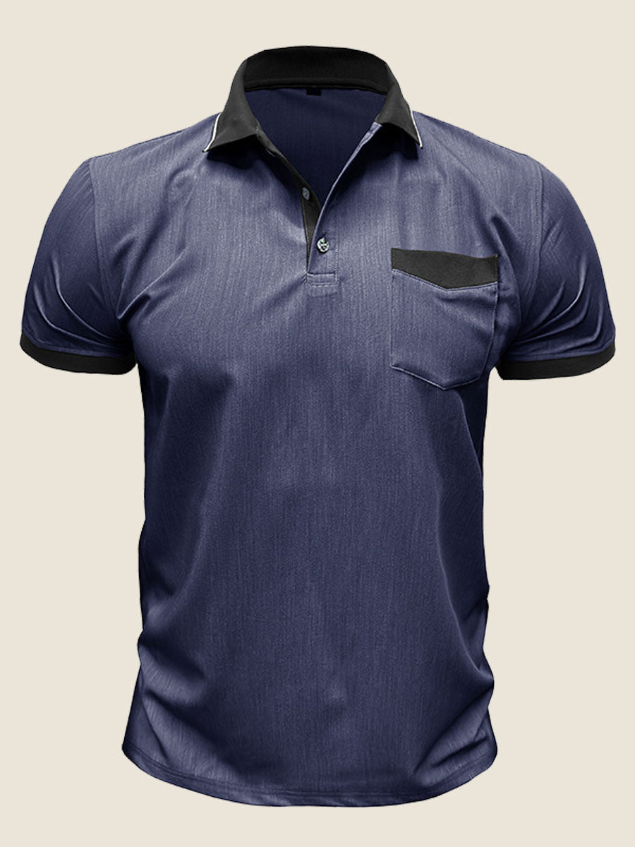 Casual Contrast Collar Polo Tee