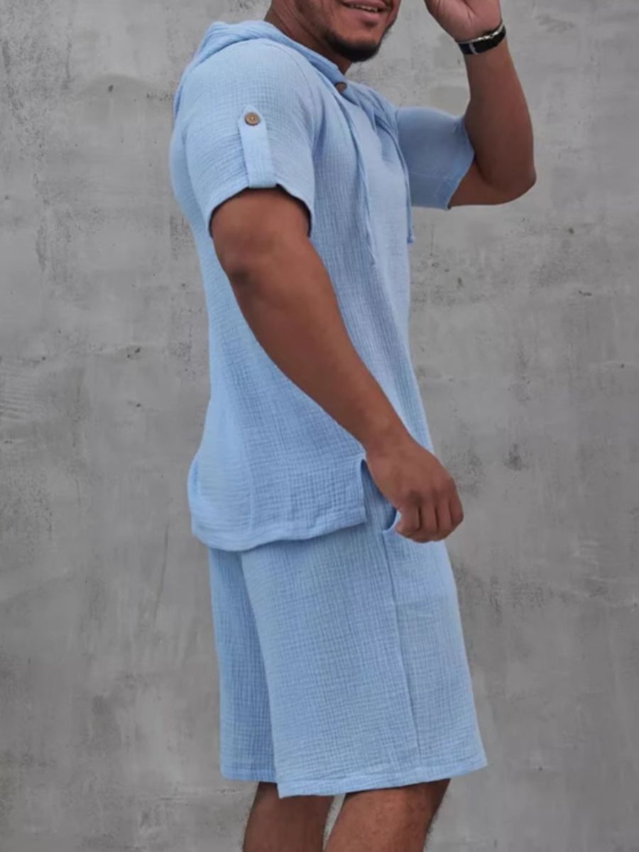 Fashion Hooded Short-sleeved Shorts Suit