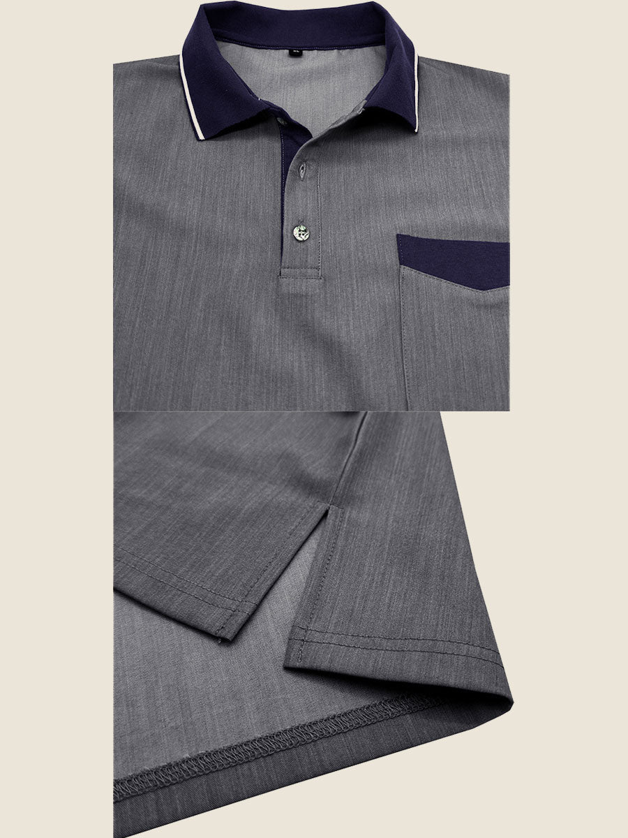 Casual Contrast Collar Polo Tee