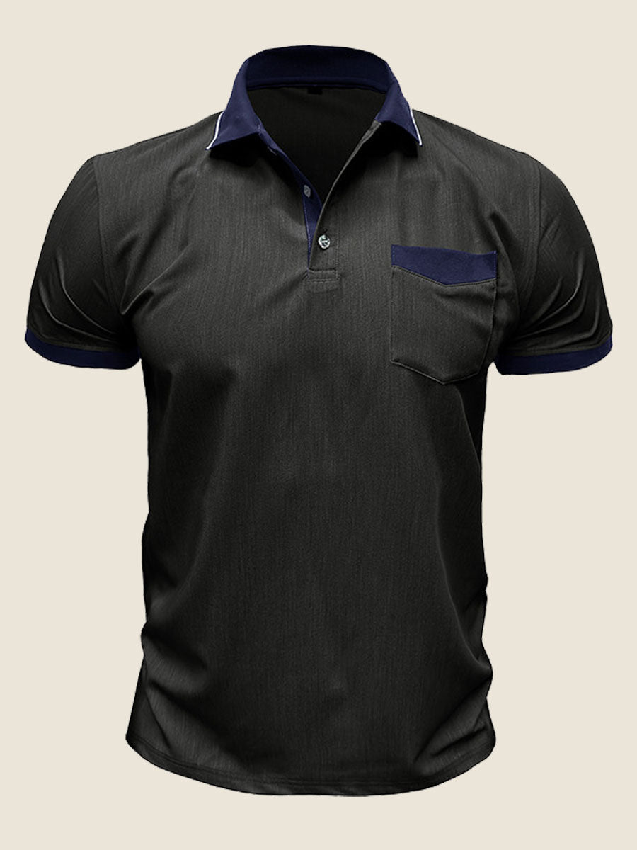 Casual Contrast Collar Polo Tee