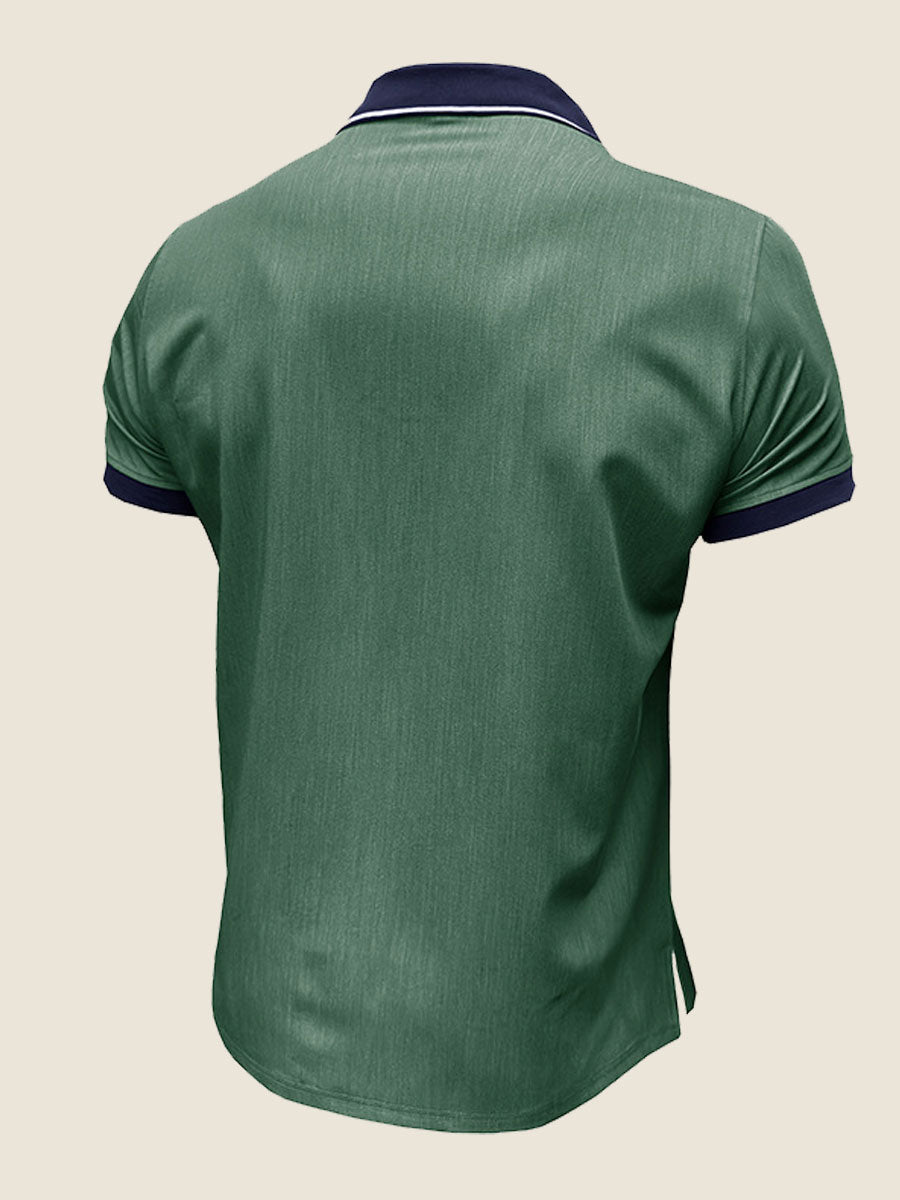 Casual Contrast Collar Polo Tee