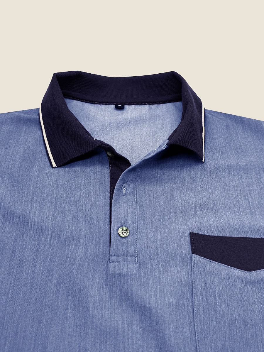 Casual Contrast Collar Polo Tee