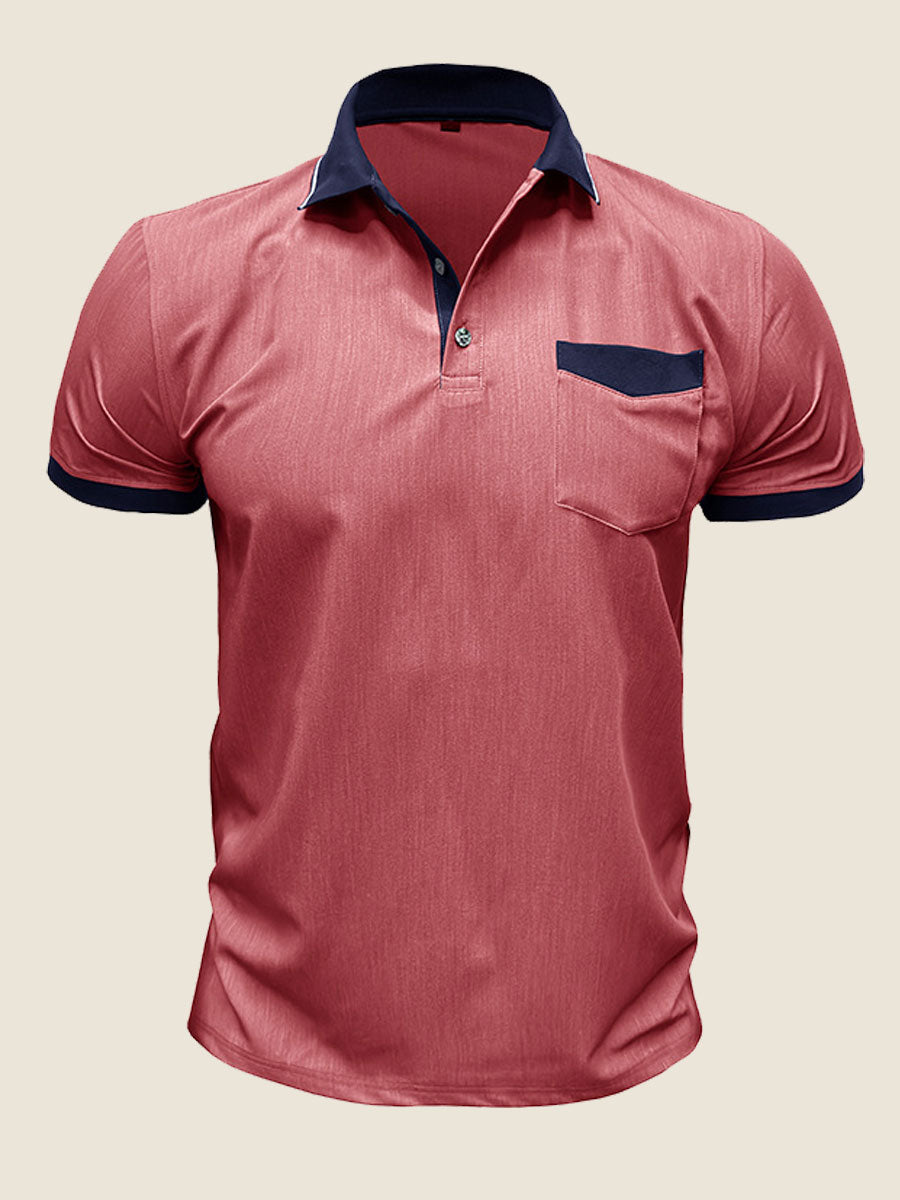 Casual Contrast Collar Polo Tee