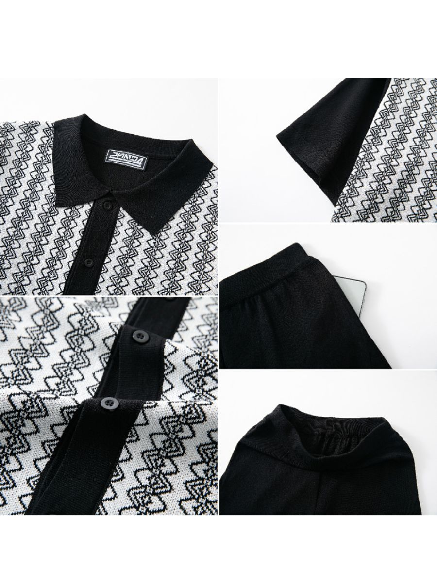 Geometric Zigzag Knit Matching Set