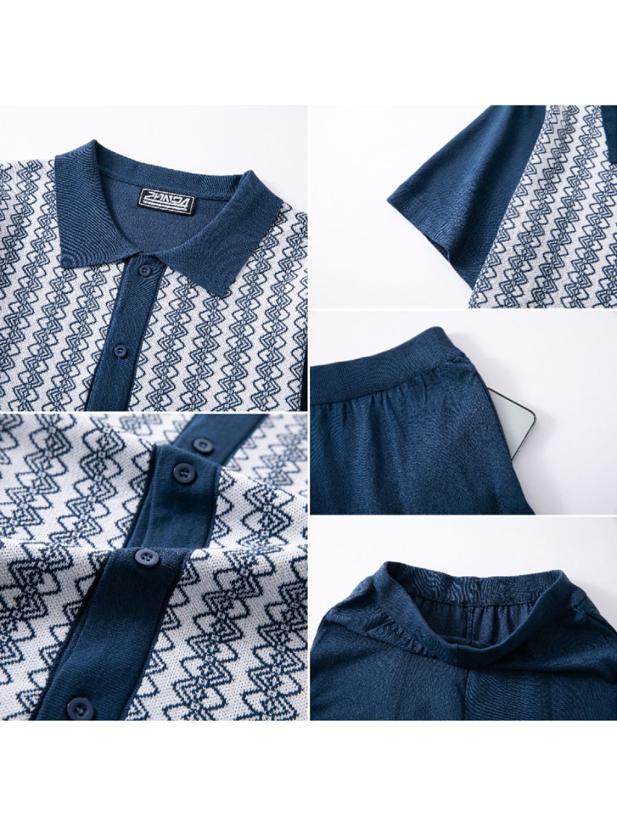 Geometric Zigzag Knit Matching Set