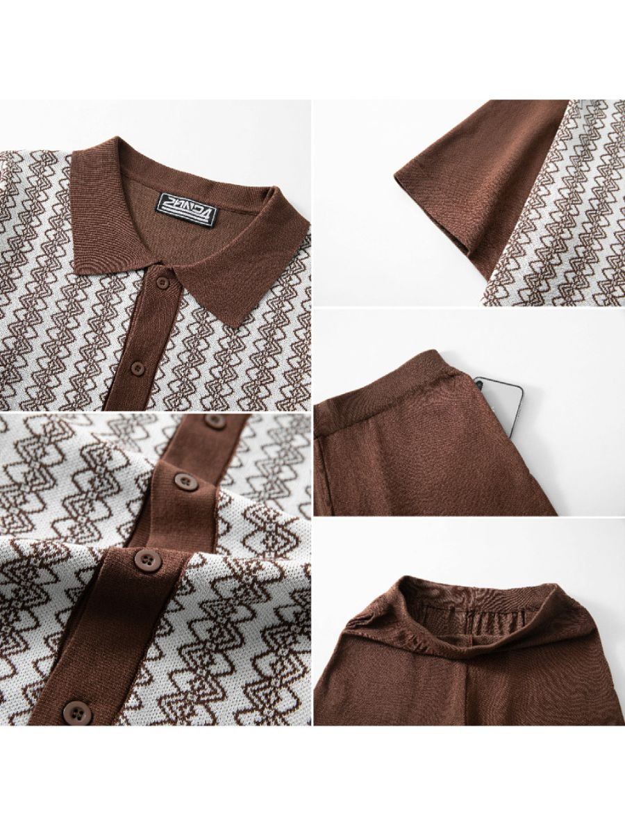 Geometric Zigzag Knit Matching Set