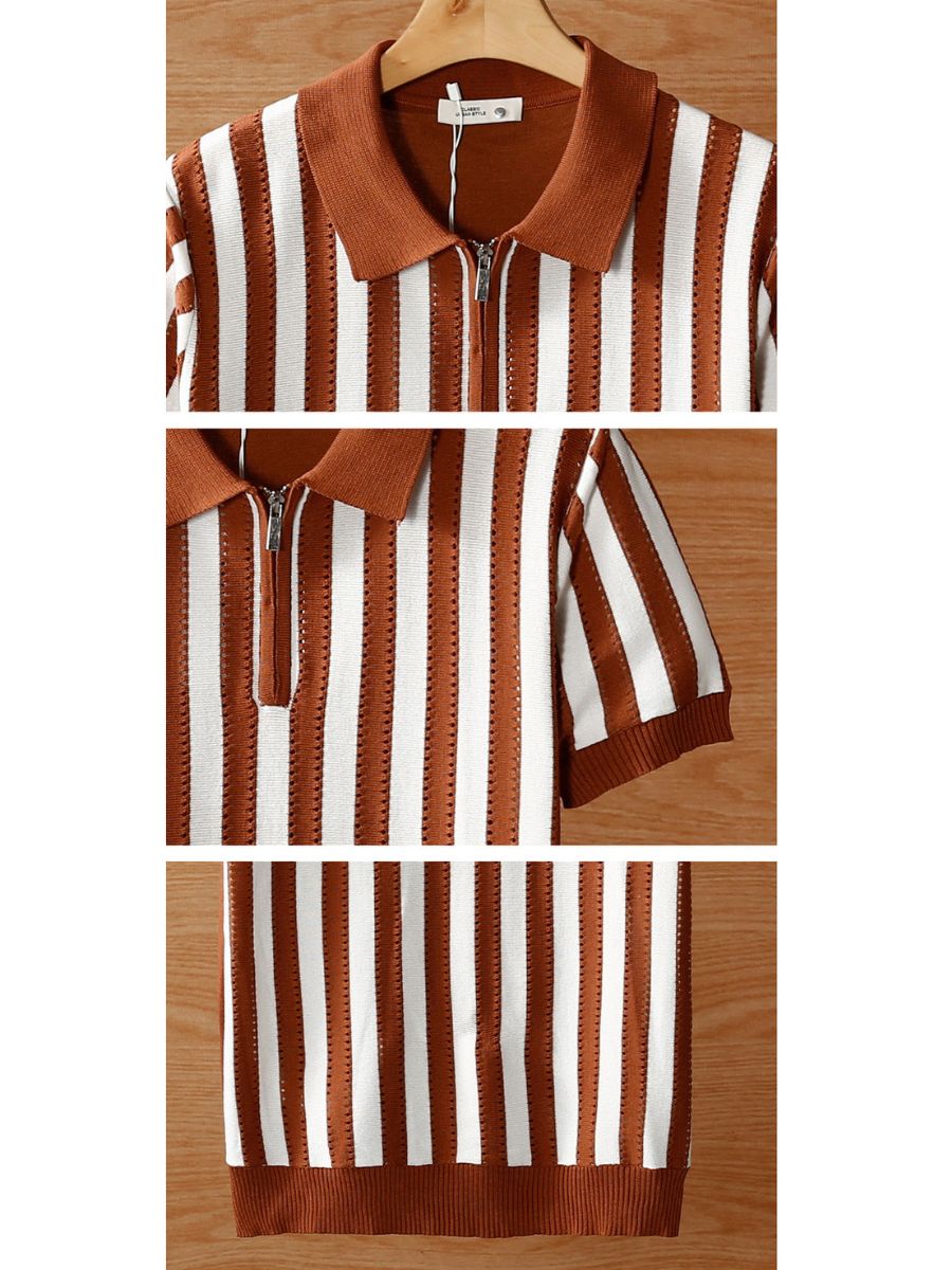 Striped Quarter Zip Sweater Shirt