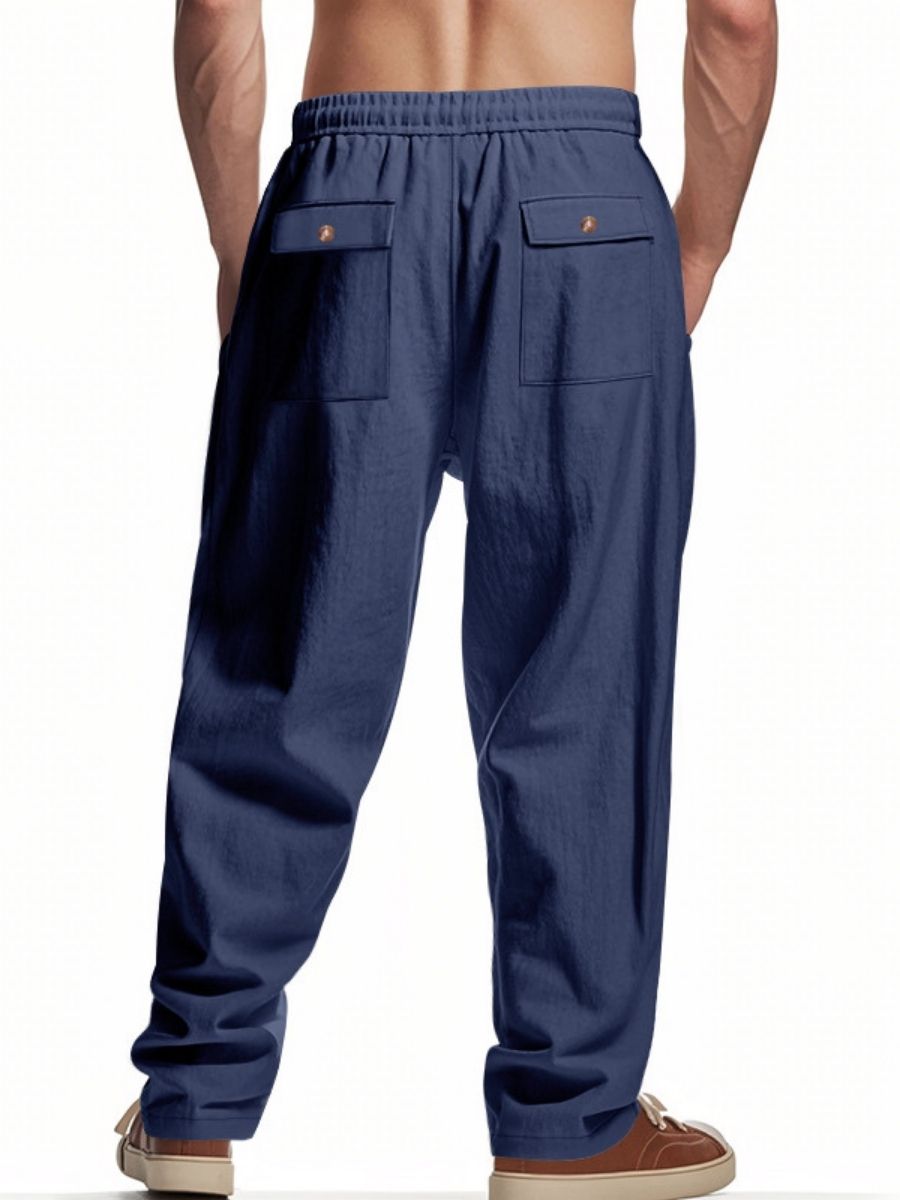Linen Drawstring Elastic Waist Trousers