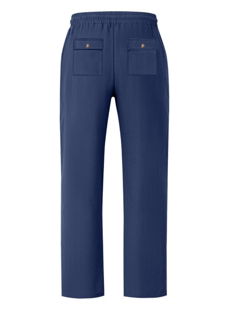 Linen Drawstring Elastic Waist Trousers