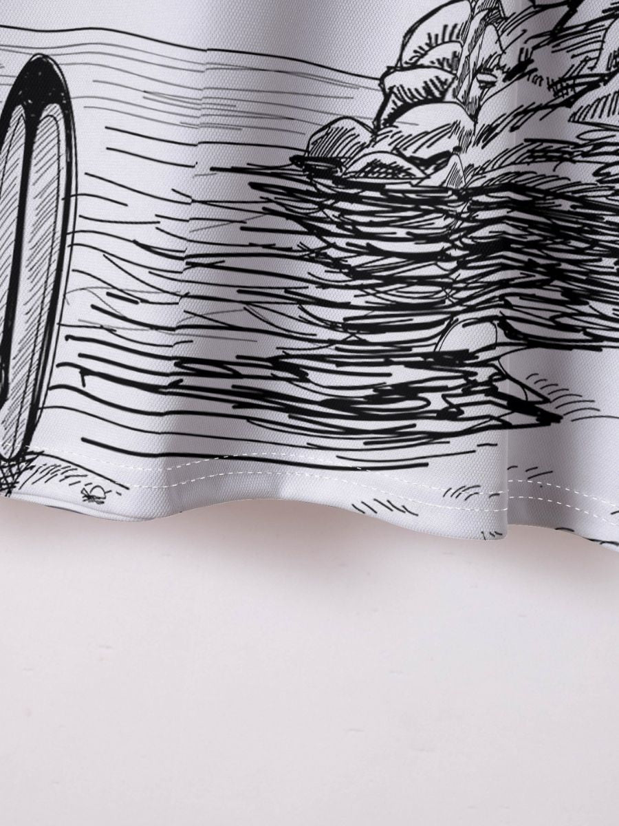 Abstract Graphic Print Polo Shirt