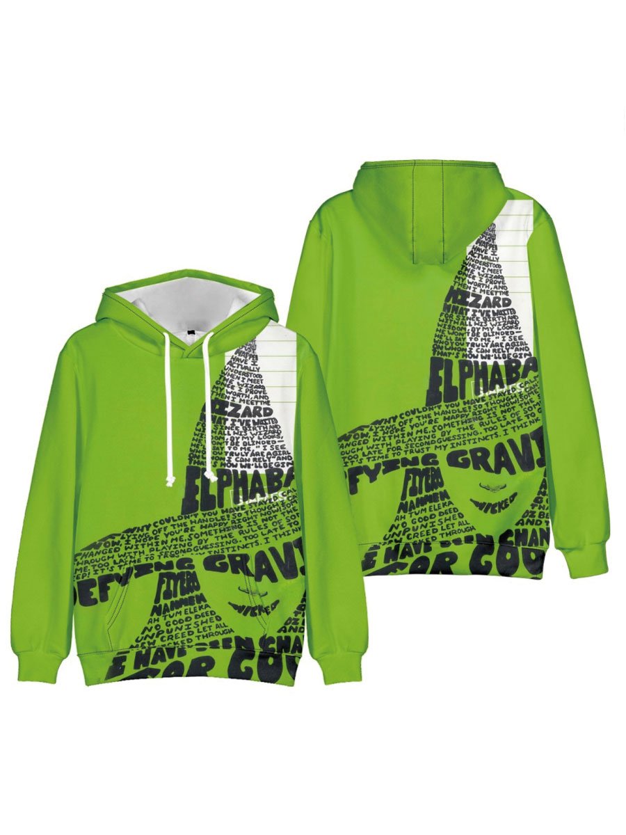 Sale Plus Size Witch Print Hooded Sweatshirt