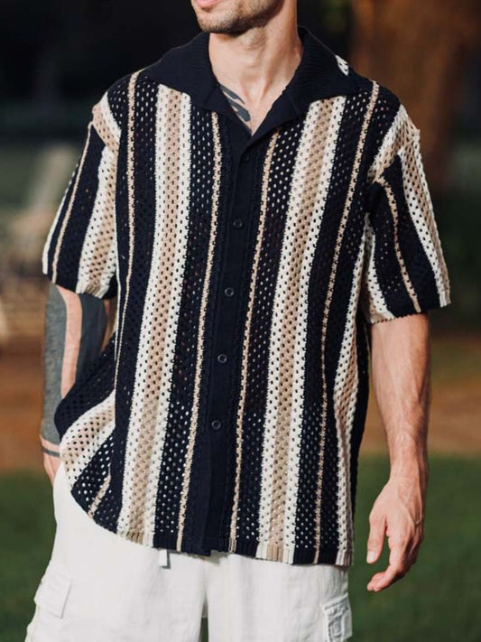 Casual Knitted Striped Shirt