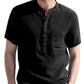Cotton-linen Short Sleeve Henley Shirt