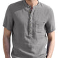 Cotton-linen Short Sleeve Henley Shirt