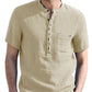 Cotton-linen Short Sleeve Henley Shirt