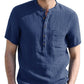 Cotton-linen Short Sleeve Henley Shirt