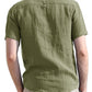 Cotton-linen Short Sleeve Henley Shirt