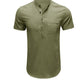 Cotton-linen Short Sleeve Henley Shirt
