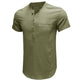 Cotton-linen Short Sleeve Henley Shirt