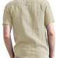 Cotton-linen Short Sleeve Henley Shirt