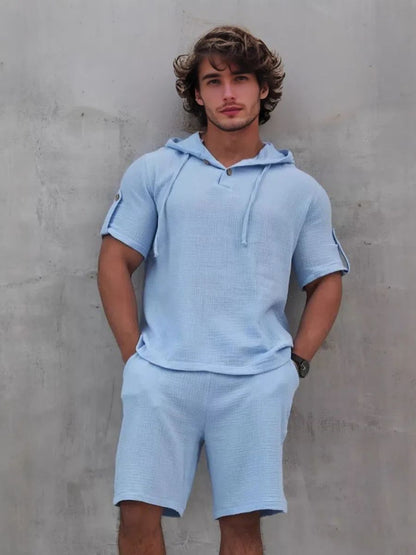 Fashion Hooded Short-sleeved Shorts Suit
