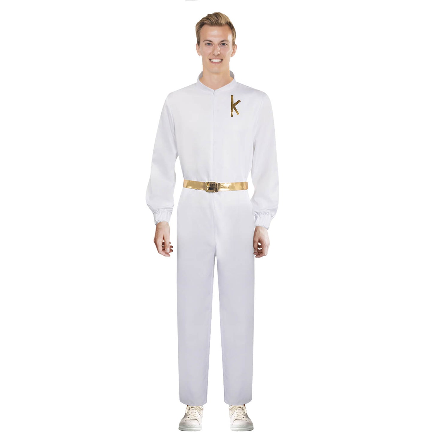 Ken Dancing Suit Adult White Disco Jumpsuit Ryan Gosling Cosplay Costume for Halloween Party