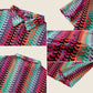Multicolor Wave Crochet Knit Shirt