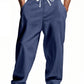 Linen Drawstring Elastic Waist Trousers