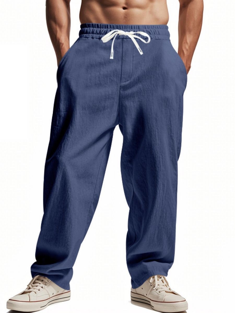 Linen Drawstring Elastic Waist Trousers