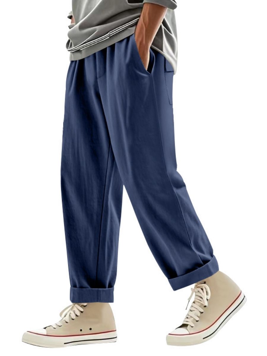 Linen Drawstring Elastic Waist Trousers