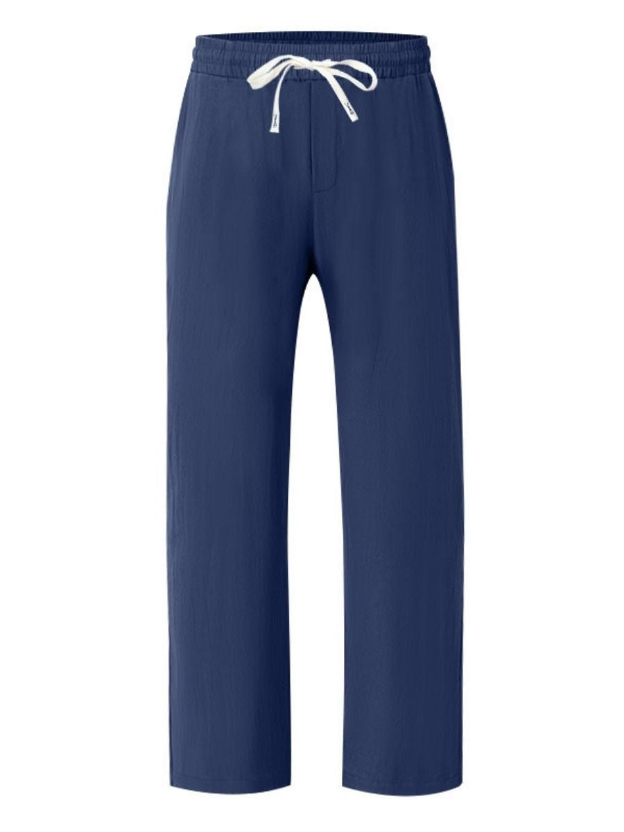 Linen Drawstring Elastic Waist Trousers