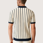 White Striped Knit Short Sleeve Polo