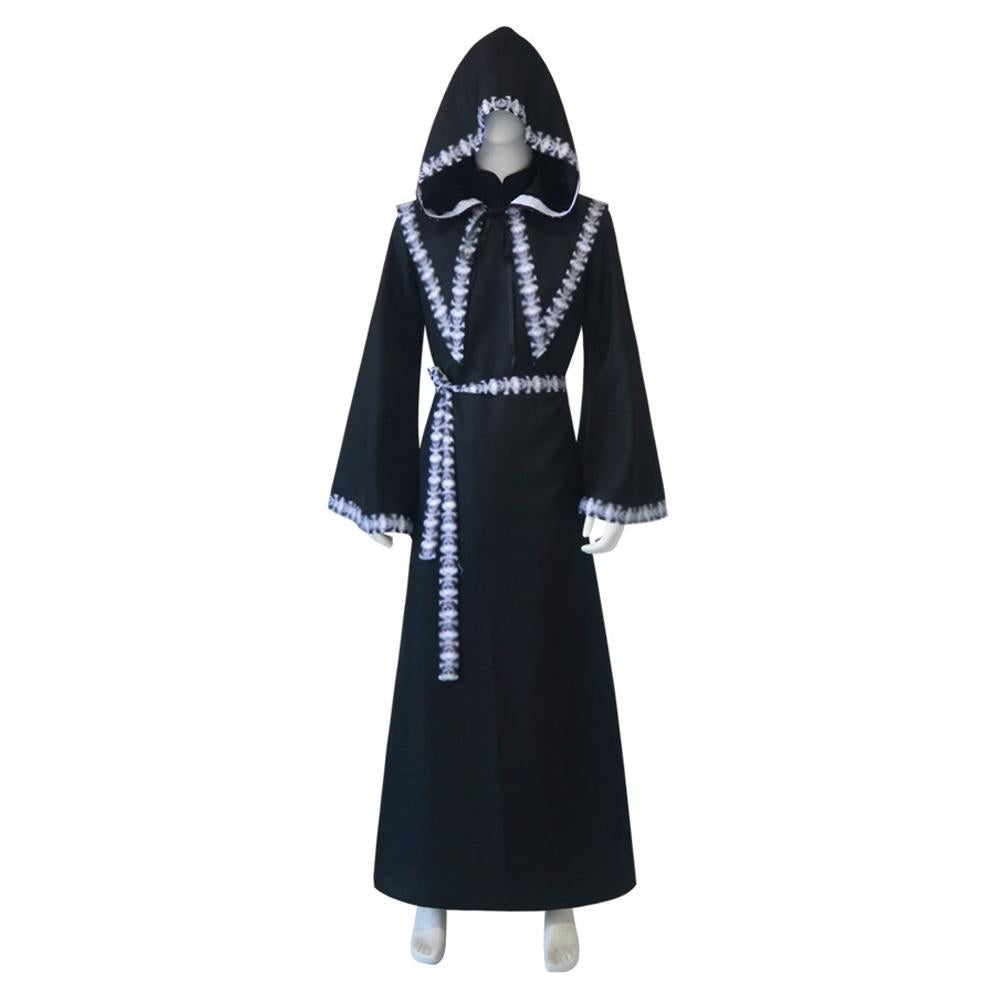 Wizard Cosplay Robe Contrast Trim Cape Hooded Costume