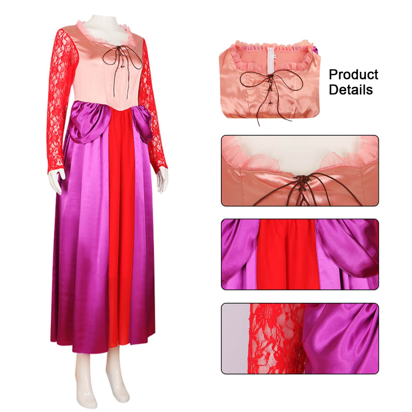 Adult Sarah Dress Hot Pink Long Sleeve Satin Dress