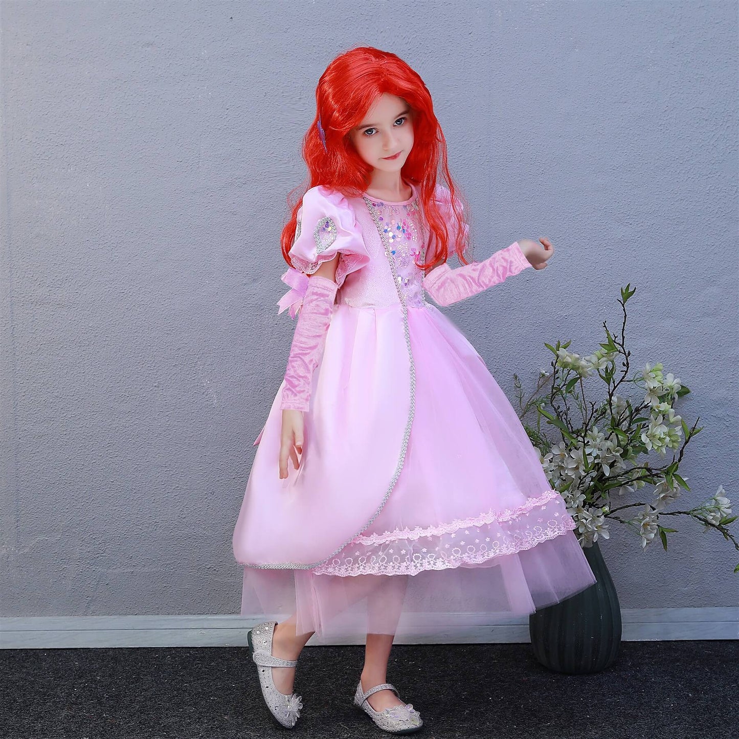 Girls Mermaid Dress Up Princess Ariel Princess Dress and Wig for Cosplay