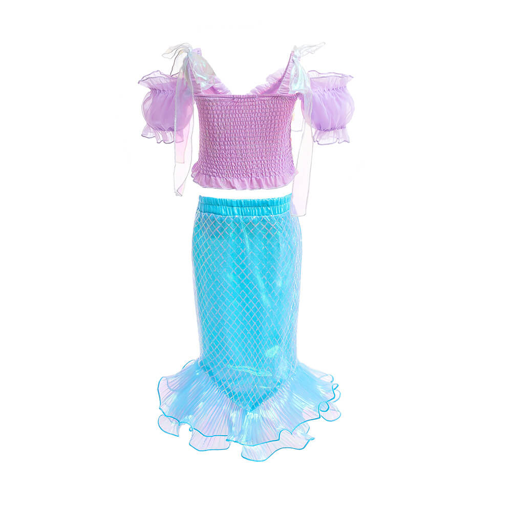 Mermaid Costume For Girls Ariel Dress Off-shoulder Top Mermaid Tail Skirt and Accessories for Kids 2-8 Years