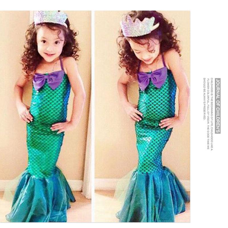 The Little Mermaid Sundress Girl's Mermaid Shimmering Slip Dress Party Princess Dress Up Costume