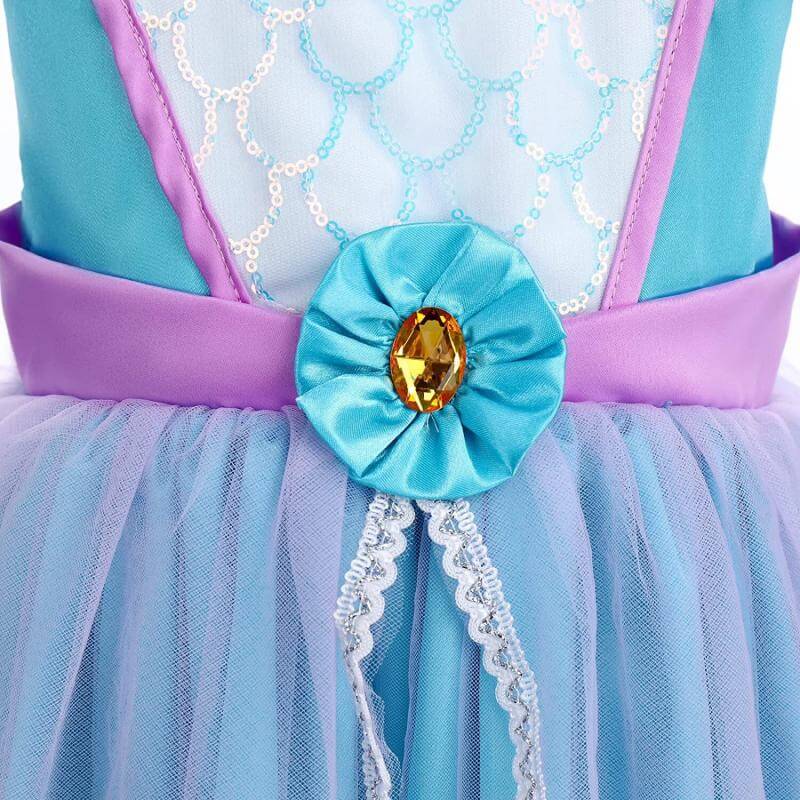 Girls Mermaid Dress Up Princess Ariel Princess Dress and Wig for Cosplay