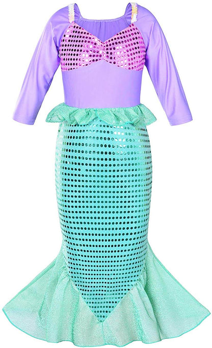 Girls Mermaid Style Dress Princess Dress Up Party Cosplay Costume