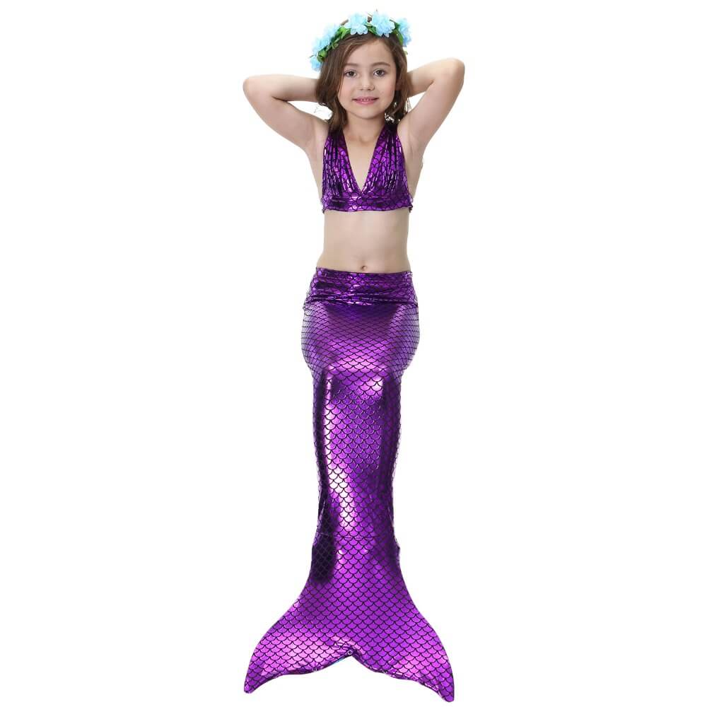 Swimwear 3pcs Set Girls Fish Tail Bikini Kids Skirt Beach Swimsuit Halloween Cosplay