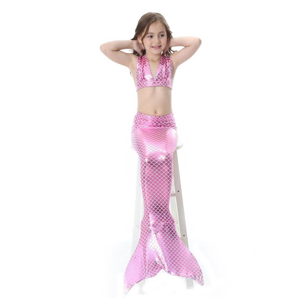 Swimwear 3pcs Set Girls Fish Tail Bikini Kids Skirt Beach Swimsuit Halloween Cosplay