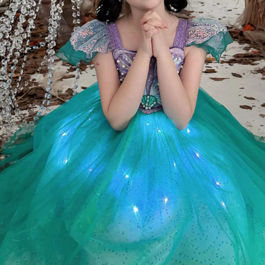 Girls Mermaid Tutu Dress with LED Light Up